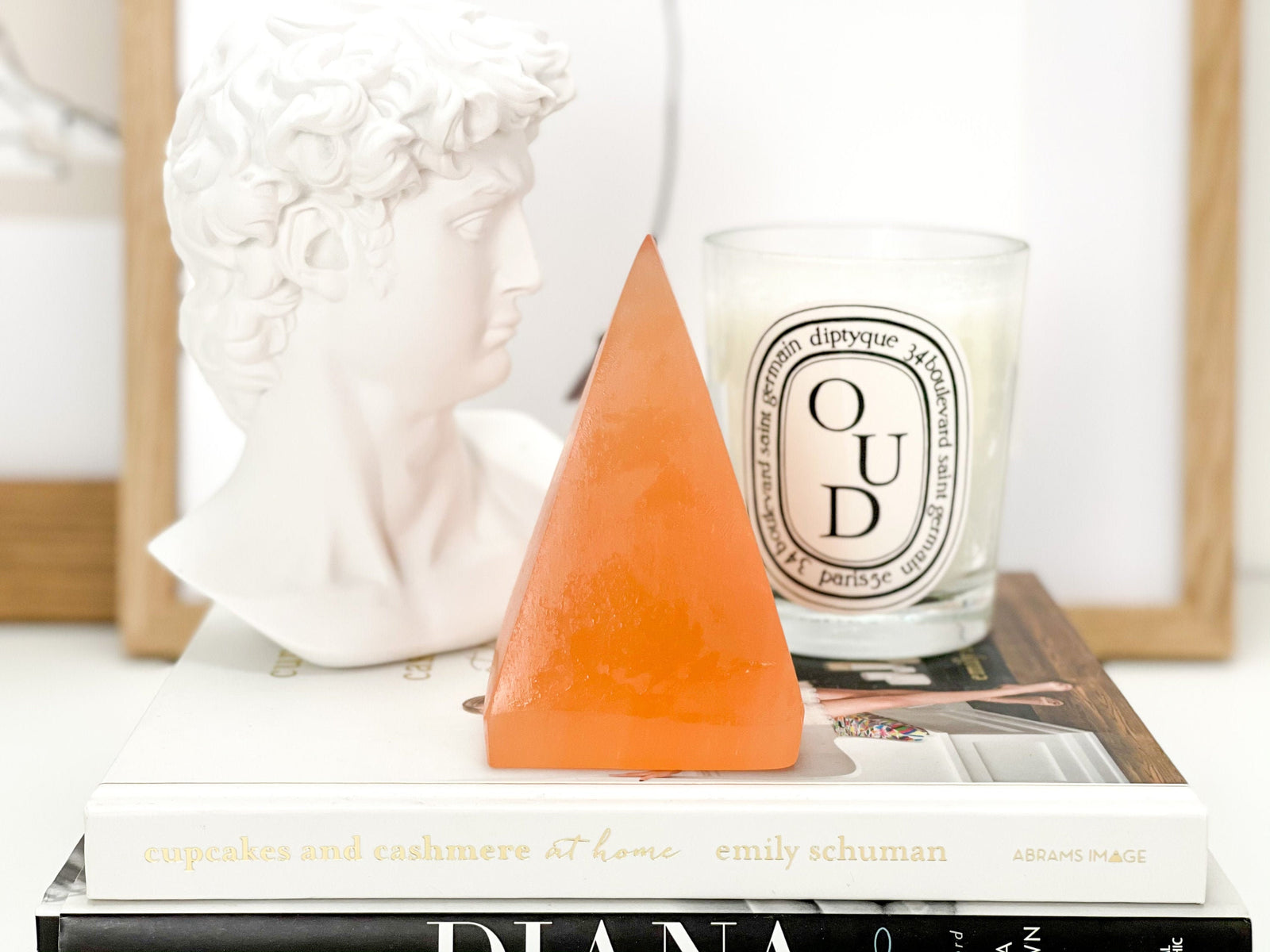 Peach Selenite Crystal Pyramid: Healing Home Decor