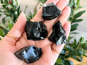 Raw Black Obsidian Chunks: Psychic Protection Healing Crystals (1 to 2 Inch)