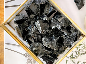 Raw Black Obsidian Chunks: Psychic Protection Healing Crystals (1 to 2 Inch)