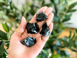 Raw Black Obsidian Chunks: Psychic Protection Healing Crystals (1 to 2 Inch)