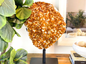 XXL Citrine Crystal Cluster on Metal Stand: Home Decor, 22 kgs