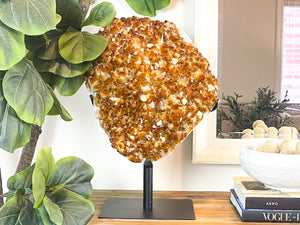 XXL Citrine Crystal Cluster on Metal Stand: Home Decor, 22 kgs