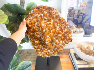 XXL Citrine Crystal Cluster on Metal Stand: Home Decor, 22 kgs