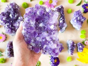 Raw Amethyst Crystal Cluster: Natural Purple Geode