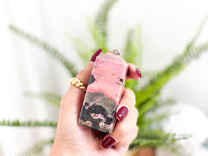 Rhodonite Crystal Tower: Healing Obelisk, Heart Chakra Stone