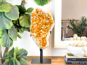 XXL Citrine Cluster on Metal Stand: Raw Crystal Home Decor (22x9x17 inches)