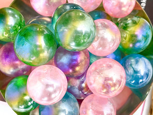 Angel Aura Quartz Crystal Sphere: Iridescent Rainbow Stone (20-30 mm)