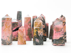 Rhodonite Crystal Tower: Healing Obelisk, Heart Chakra Stone