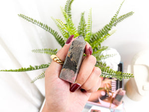 Rhodonite Crystal Tower: Healing Obelisk, Heart Chakra Stone