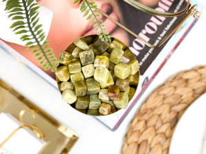 Green Apatite Tumbled Cubes: Healing Crystals (15-20mm)