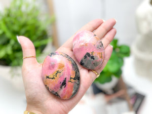 Rhodonite Crystal Palmstones - Hand-Polished Healing Stones, Love & Emotional Healing, Chakra Balancing, Meditation, Home Decor