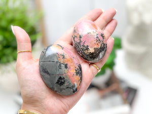 Rhodonite Crystal Palmstones - Hand-Polished Healing Stones, Love & Emotional Healing, Chakra Balancing, Meditation, Home Decor