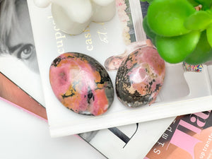 Rhodonite Crystal Palmstones - Hand-Polished Healing Stones, Love & Emotional Healing, Chakra Balancing, Meditation, Home Decor