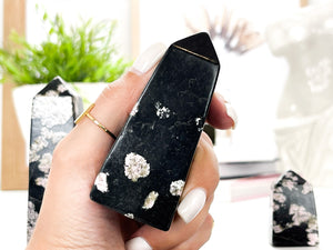 Snowflake Obsidian Crystal Tower Point: Spiritual Healing Stone