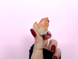 Tangerine Quartz Cluster – Raw Healing Crystal – Sacral Chakra Stone – Energy Cleanse & Spiritual Decor