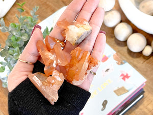 Tangerine Quartz Cluster – Raw Healing Crystal – Sacral Chakra Stone – Energy Cleanse & Spiritual Decor