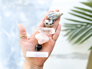 Self Love Healing Crystal Set: Quartz, Rose Quartz, Moonstone & Selenite