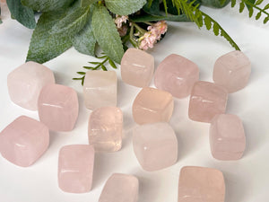 Rose Quartz Crystal Cubes: Polished Healing Gemstones for Meditation