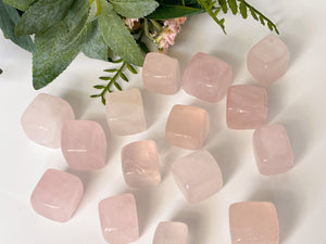 Rose Quartz Crystal Cubes: Polished Healing Gemstones for Meditation
