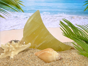 Lemon Calcite Crystal Moon: Positive Energy Stone