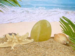 Lemon Calcite Palm Stone: Yellow Crystal Worry Stone
