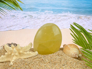 Lemon Calcite Palm Stone: Yellow Crystal Worry Stone