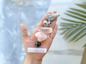 Self Love Healing Crystal Set: Quartz, Rose Quartz, Moonstone & Selenite