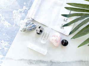 Self Love Healing Crystal Set: Quartz, Rose Quartz, Moonstone & Selenite