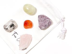 Fertility Crystal Kit: Lepidolite, Moonstone, Rose Quartz, Carnelian & Jade