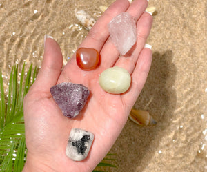 Fertility Crystal Kit: Lepidolite, Moonstone, Rose Quartz, Carnelian & Jade