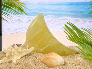 Lemon Calcite Crystal Moon: Positive Energy Stone