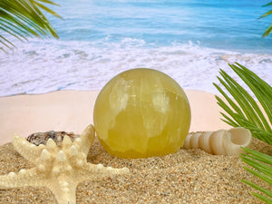 Radiant Lemon Calcite Sphere: Healing Crystal Home Decor
