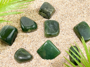 Nephrite Jade Tumbled Stone: Green Crystal Healing