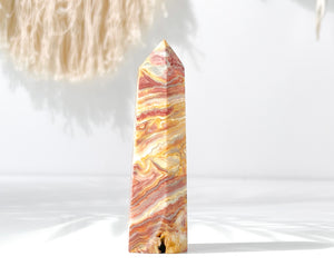 Crazy Lace Agate Crystal Point: Mexican Healing Crystal Tower