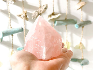 Rose Quartz Tower: Healing Crystal for Home Decor & Grid