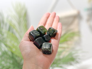 Nephrite Jade Tumbled Crystal: Polished Healing Gemstone