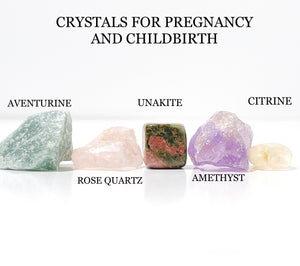 Pregnancy Crystal Set: Aventurine, Unakite, Amethyst, Rose Quartz, Citrine
