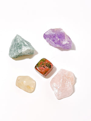 Pregnancy Crystal Set: Aventurine, Unakite, Amethyst, Rose Quartz, Citrine