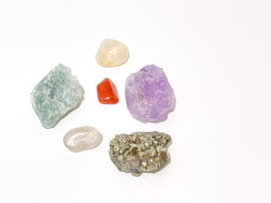 Crystal Set for Career Success Carnelian Amethyst Pyrite Aventurine, Citrine and Smoky Quartz