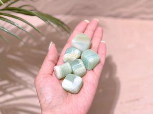Pistachio Calcite Tumbled Stones : Nature's Green Wonder