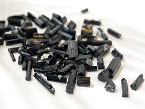 Raw Black Tourmaline Crystal Chips: Protection Stones