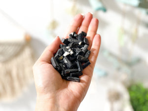 Raw Black Tourmaline Crystal Chips: Protection Stones