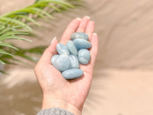 Tumbled Aquamarine Stones: Calming Healing Crystals