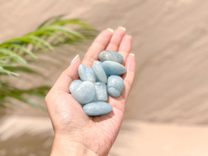 Tumbled Aquamarine Stones: Calming Healing Crystals