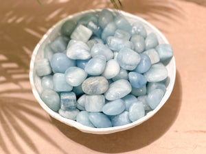 Tumbled Aquamarine Stones: Calming Healing Crystals