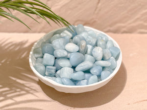 Tumbled Aquamarine Stones: Calming Healing Crystals