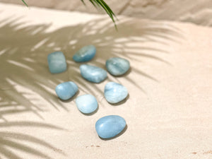 Tumbled Aquamarine Stones: Calming Healing Crystals