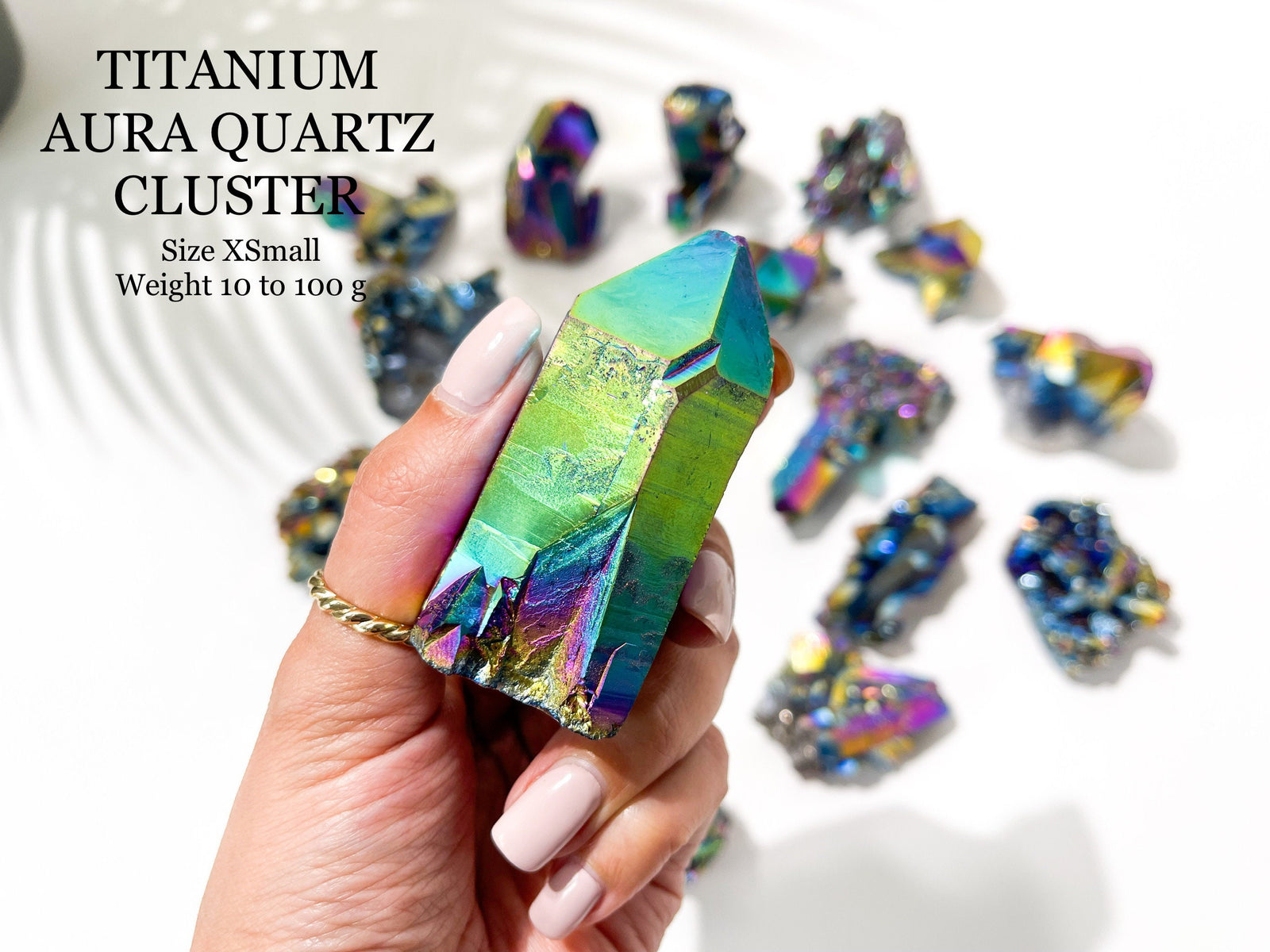 Rainbow Aura Quartz Clusters XS - A Burst of Color and Energy