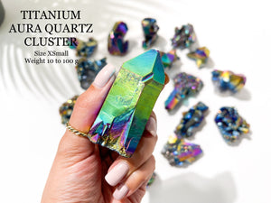 Rainbow Aura Quartz Clusters XS - A Burst of Color and Energy
