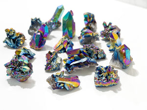 Rainbow Aura Quartz Clusters XS - A Burst of Color and Energy